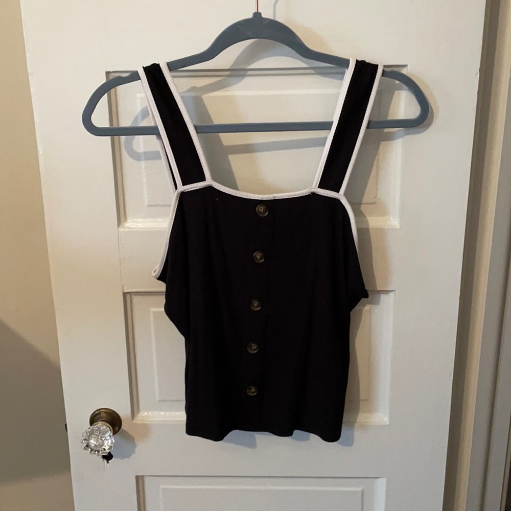 Black and White Who What Wear Cropped Tank Top